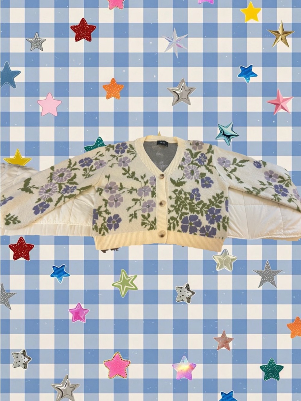 Cider Cream Knit Cardigan with Lavender and Olive Detail